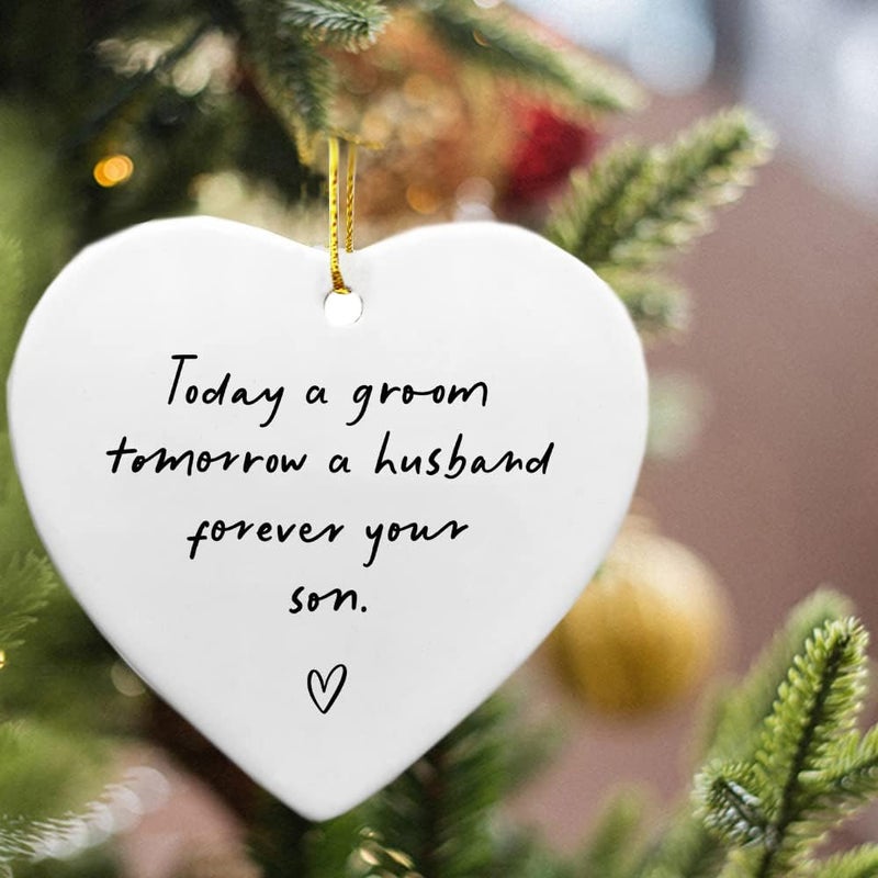 WCDHOR Mother of the Groom Gift from Son, Wedding Gift, Groom to Mother Gift, Son to Mother on Wedding Day, Mom Wedding Gift from Son, Son to Mom Gift, Ceramic Heart Keepsake - Image 5